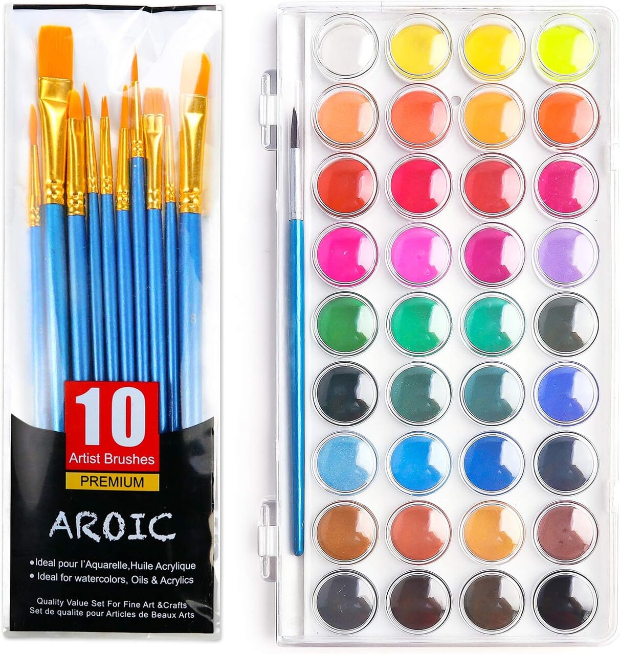 Watercolor Paint Set, with a Watercolor Paint, 36 Color,and a Package of 10 Brushes of Different Sizes, The Best Gift for Beginners, Children and Art Lovers.